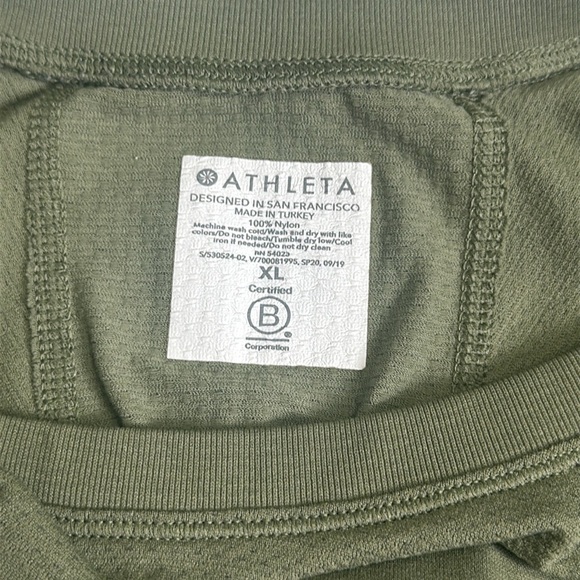Athleta Nylon Olive Green Women’s Long Sleeve Stretch Top Size XLarge - Picture 7 of 11